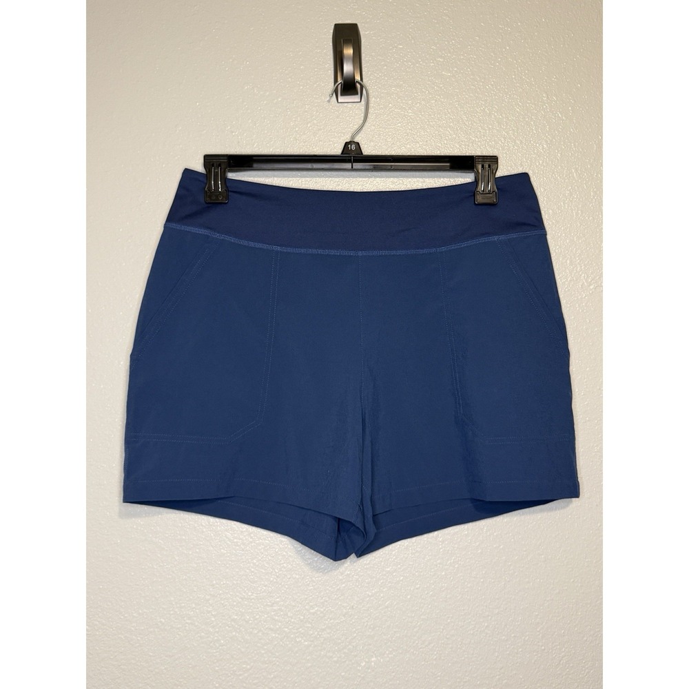 PATAGONIA Happy Hike Shorts Women L Blue Comfort Waist Stretch Outdoor Pockets